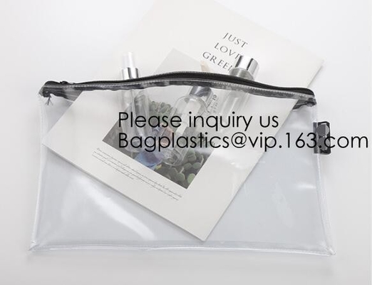 El bolso que embala del Pvc del resbalador del documento de la prenda impermeable de los efectos de escritorio de la oficina, bolsos del PVC, bolsos de EVA, bolsos de la cremallera, se coloca encima de bolsos de la cremallera