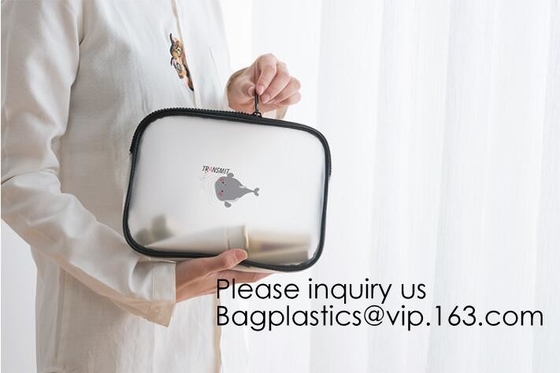 Bolso claro del artículo de tocador del PVC de Eco de la bolsa cosmética amistosa de la cremallera, soporte encima de la bolsa cosmética de empaquetado del bolso de la cerradura de la cremallera, bagease