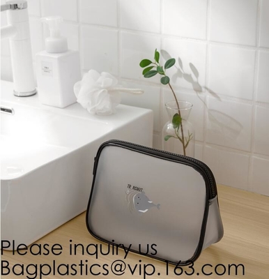 Bolso claro del artículo de tocador del PVC de Eco de la bolsa cosmética amistosa de la cremallera, soporte encima de la bolsa cosmética de empaquetado del bolso de la cerradura de la cremallera, bagease