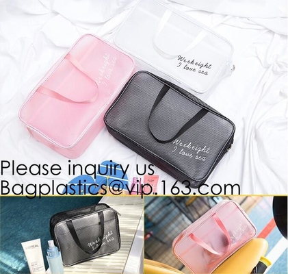 El bolso del maquillaje del PVC impermeabiliza la bolsa cosmética del bolso de la cremallera del artículo de tocador del PVC del maquillaje plástico transparente claro lindo del viaje