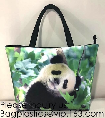 Señora Handbag Woman Color Panda Print Bag, la bolsa de asas de encargo de la impresión de la panda china linda, Logo Printed Organi de encargo promocional