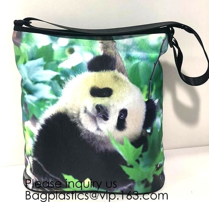 Señora Handbag Woman Color Panda Print Bag, la bolsa de asas de encargo de la impresión de la panda china linda, Logo Printed Organi de encargo promocional