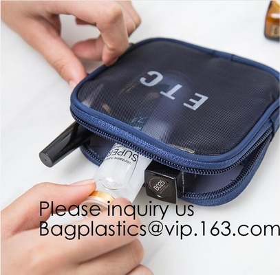 Los bolsos de Mesh Cosmetic Pouch Set Toiletry de los hombres y de las mujeres ven a través de organizador del maquillaje del viaje, enredan el cosmet de nylon de la bolsa cosmética