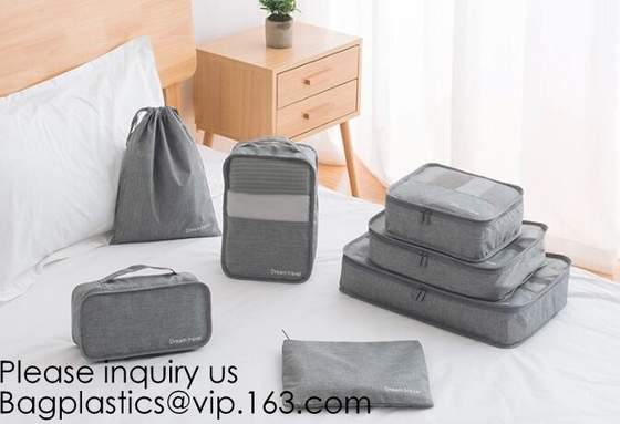 Los cubos privados de encargo del embalaje de Logo Travel Accessories Laundry Pouch 4pcs fijaron los cubos del viaje de la compresión, bagease, bagplasti