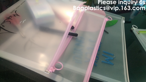 Bolso transparente con la cremallera, bolso plástico para las fuentes de oficinas de los cosméticos, bagease del fichero de A4 A5 A6 B5 Pp Froested del archivo zip de los PP