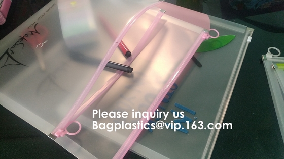 Bolso transparente con la cremallera, bolso plástico para las fuentes de oficinas de los cosméticos, bagease del fichero de A4 A5 A6 B5 Pp Froested del archivo zip de los PP