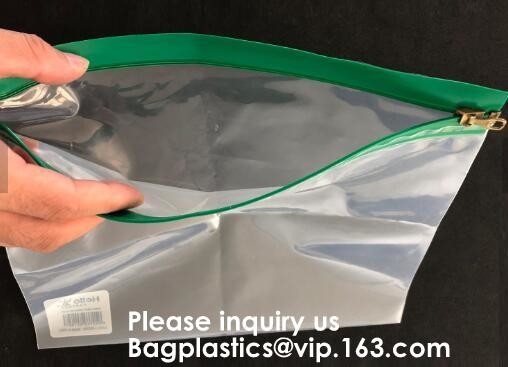 El bolso del documento de la cerradura de la cremallera del PVC de Mesh Clear de la carpeta de archivos de la oficina del resbalador del metal, cartera del fichero de la carpeta relampagó el paquete del bolso del documento de la cerradura
