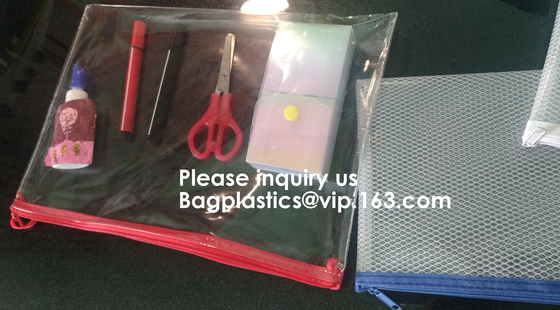 Bolso Zippered impermeable del fichero del PVC Mesh Organizer Storage Bag Durable del bolso del fichero para los efectos de escritorio y el viaje, bagease de la oficina