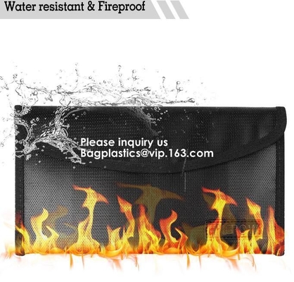 bolso resistente impermeable e incombustible del documento, bolso de la caja de la cerradura para el dinero de los documentos y bolso seguro de Freproof de los ficheros de la oficina con L