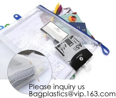 Bolso impermeable del documento de los efectos de escritorio A4 de la dirección de la escuela con el bolso de la carpeta de archivos del Pvc de la cremallera de la cremallera A3 para el negocio BAGEASE PAC