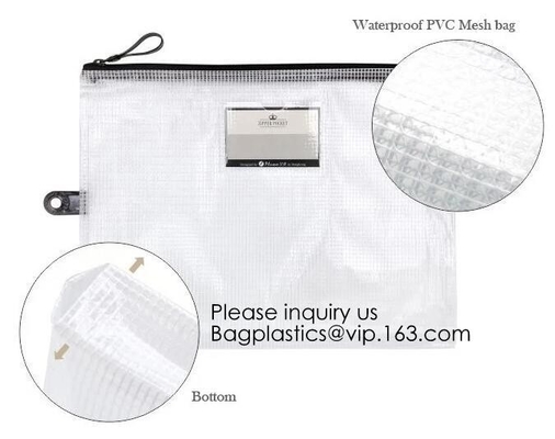 Bolso impermeable del documento de los efectos de escritorio A4 de la dirección de la escuela con el bolso de la carpeta de archivos del Pvc de la cremallera de la cremallera A3 para el negocio BAGEASE PAC