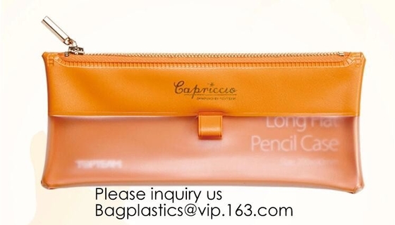Bolsa de la cremallera para el bolso de la caja del cuero de los efectos de escritorio de los estudiantes de la escuela secundaria de los lápices para Pen.Promotional Logo Printing Custom barato