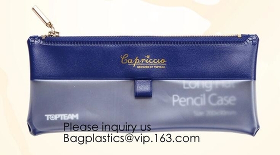 Bolsa de la cremallera para el bolso de la caja del cuero de los efectos de escritorio de los estudiantes de la escuela secundaria de los lápices para Pen.Promotional Logo Printing Custom barato