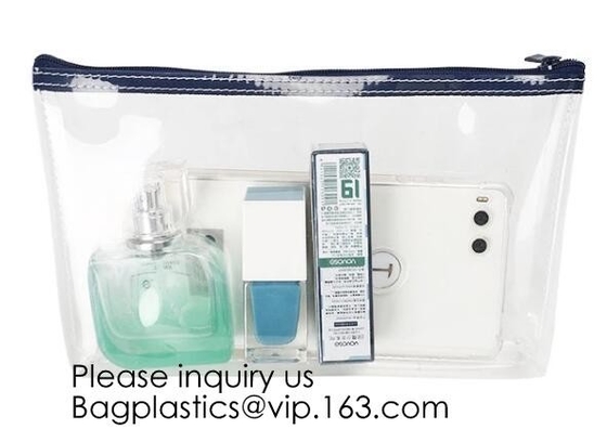 Aduana hermosa Eva Bag With Zipper reutilizable, resbalador impreso de encargo transparente de la moda de la cerradura de la cremallera del PVC de Logo Clear de la marca