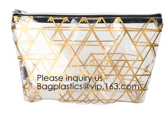 Bolso amistoso de señora Beautiful Transparent Eco EVA Cosmetic de la moda, maquillaje cosmético Tote Bags, bagease, bagplast de la cremallera del PVC