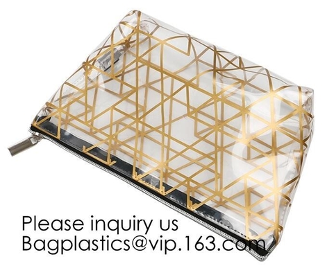 Bolso amistoso de señora Beautiful Transparent Eco EVA Cosmetic de la moda, maquillaje cosmético Tote Bags, bagease, bagplast de la cremallera del PVC