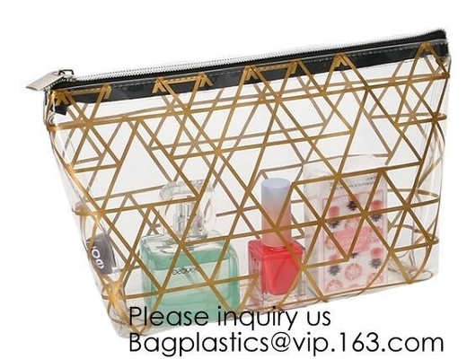 Bolso amistoso de señora Beautiful Transparent Eco EVA Cosmetic de la moda, maquillaje cosmético Tote Bags, bagease, bagplast de la cremallera del PVC