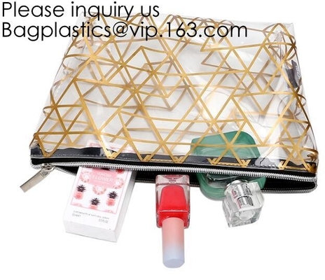 Bolso amistoso de señora Beautiful Transparent Eco EVA Cosmetic de la moda, maquillaje cosmético Tote Bags, bagease, bagplast de la cremallera del PVC