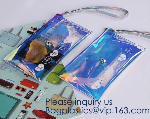 Bolsa portátil de encargo de la cremallera del PVC EVA Travel Cosmetic Bag Clear de Logo Transparent Waterproof del nuevo diseño, bagease, bagplast