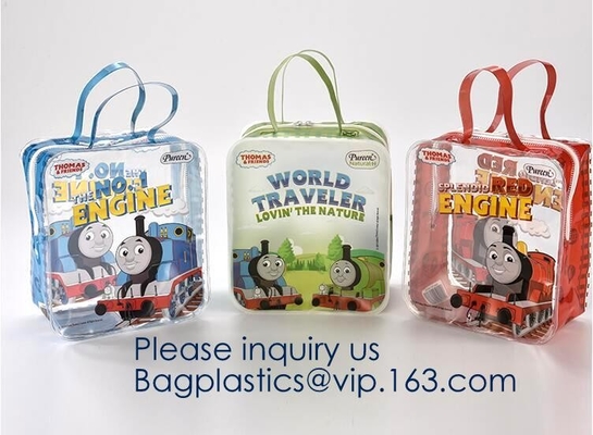 Los niños juegan el paquete, mochila, bolso de la manija, pequeña cremallera EVA Makeup Bag Wholesale, PVC de encargo EVA C de Logo Zip Lock Transparent