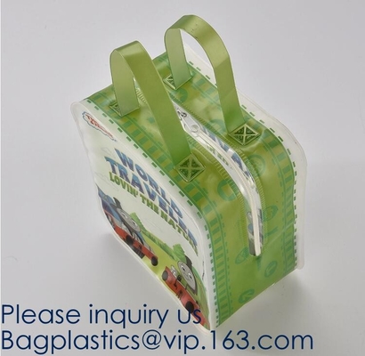 Los niños juegan el paquete, mochila, bolso de la manija, pequeña cremallera EVA Makeup Bag Wholesale, PVC de encargo EVA C de Logo Zip Lock Transparent