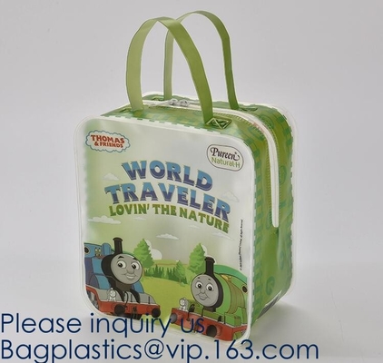 Los niños juegan el paquete, mochila, bolso de la manija, pequeña cremallera EVA Makeup Bag Wholesale, PVC de encargo EVA C de Logo Zip Lock Transparent
