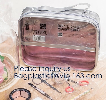 El bolso del artículo de tocador del alto rendimiento, artículo de tocador plástico de vinilo para el bolso de Makeup del organizador de los accesorios del viaje, honda del vino recicló Lechuga romana