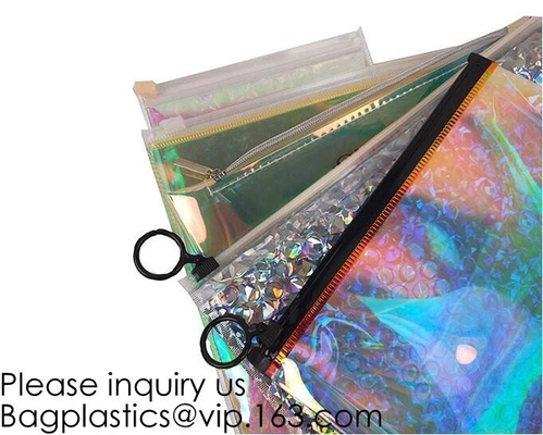 La impresión de la bolsa olográfica de empaquetado plástica del plegamiento del papel de aluminio del laser del holograma de la hoja k de la cremallera empaqueta para la joyería