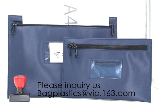 Bolso de cuero del depósito de seguridad del banco de la cremallera portátil del bolso con el banco del bolsillo de tarjeta de presentación que cierra el depósito B del bolso de la seguridad del documento