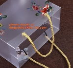 Bolso largo modificado para requisitos particulares del regalo de los PP de la manija del estampado de plores cuadrado de la forma, florero, la bolsa de plástico disponible de la flor, folda plástico