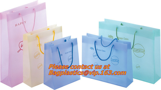 Las compras baratas de impresión coloridas crean suavemente la bolsa de plástico de la manija para requisitos particulares del lazo, fabricante cortado con tintas de la bolsa de plástico de la manija