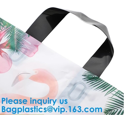 La bolsa de plástico suave hecha de la manija del lazo de Biodegradable&amp;Compostable Flexi del almidón de maíz, bolso que hace compras plástico de la manija suave del lazo con