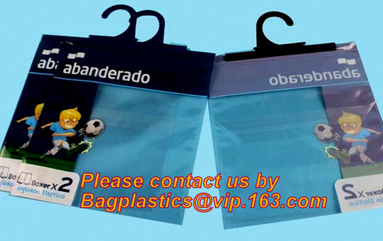 BOLSOS DEL GANCHO DE LA SUSPENSIÓN DEL VINILO, ROPA INTERIOR QUE EMBALA, GANCHO DE LA SUSPENSIÓN, BOLSOS DE LA CREMALLERA DE LA SUSPENSIÓN, BOLSOS DEL RESBALADOR DE LA SUSPENSIÓN