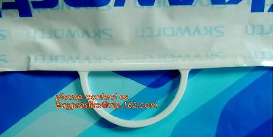 La bolsa de plástico dura de impresión modificada para requisitos particulares resistente de la manija rápida rígida, bagplastics personal del bolso de la manija rígida del LDPE que pertenece