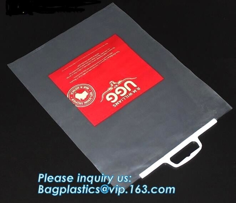 Bolso rápido rígido modificado para requisitos particulares de la manija de la impresión y del tamaño/Polybag rígido de la bolsa de plástico de la manija/de la manija, manija rápida rígida Plasti del lazo