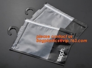 bolso plano de encargo plástico para la ropa, bolso de encargo de la suspensión del bolso del embalaje del pvc k de la suspensión de la moda para los bageas del paquete de la ropa