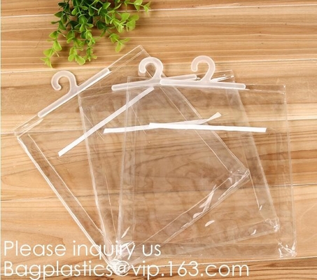 Bolso plástico suave del gancho de la suspensión del Pvc del botón transparente de encargo de Logo Printing EVA Garment Underwear Clothes Packaging, BAGEAS