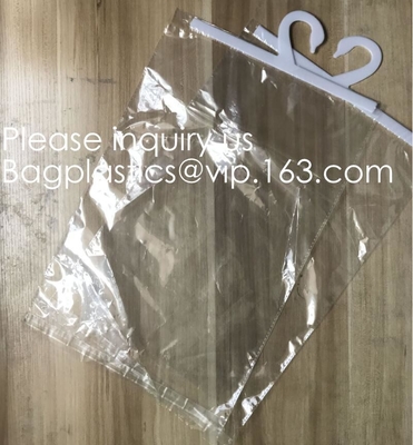 Bolso plástico suave del gancho de la suspensión del Pvc del botón transparente de encargo de Logo Printing EVA Garment Underwear Clothes Packaging, BAGEAS