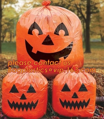 Bolsos del césped y de la hoja de Halloween para la decoración al aire libre de Halloween, RESPLANDOR DE LUJO EN la hoja de la calabaza/el césped/la yarda OSCUROS de bageas de los bolsos