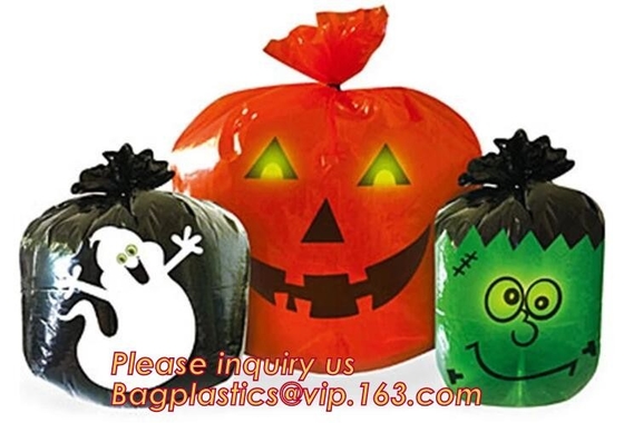 La hoja de la calabaza de Halloween empaqueta el paquete: 2 diversos sistemas de los bolsos de la hoja de la linterna, 30 micrones al aire libre de plástico enorme Halloween Pum