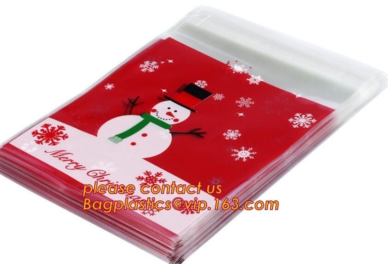 Bolsos de empaquetado de la diversa de los estilos de la Navidad de Santa Claus de los alces galleta auta-adhesivo del muñeco de nieve para la Navidad del bocado de las galletas