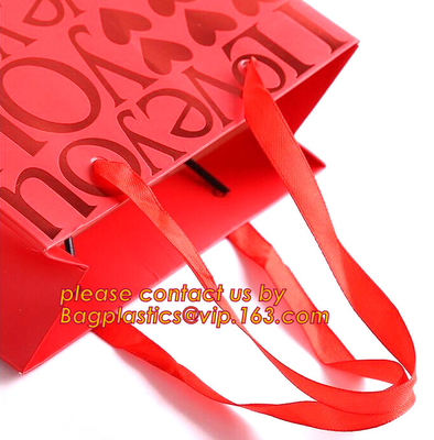 Bolsa de papel promocional en el logotipo de lujo del papel y de la hoja, bolsa de papel del regalo de la moda con la manija de la cinta, diseño especial pap de la manija
