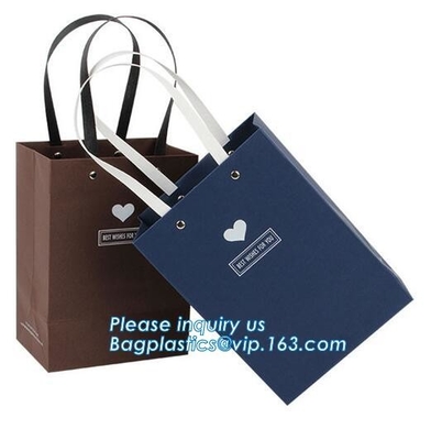 Bolsa de sellado caliente de las compras del papel del regalo de la belleza del arco de la cinta de satén del desgin de encargo de lujo con la manija, bagplastics pac