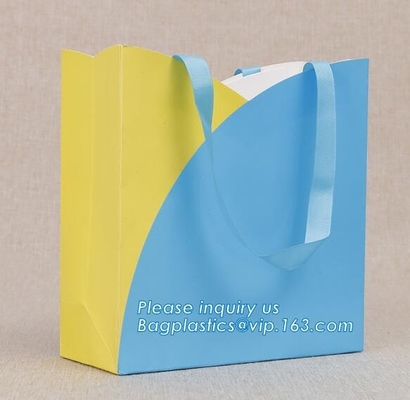 Bolsa de papel impresa simple personalizada de lujo de la aduana de la laminación brillante con la manija, prin de lujo del lema de la marca de Brown