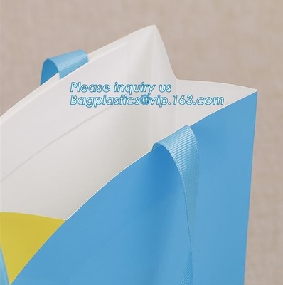 Bolsa de papel impresa simple personalizada de lujo de la aduana de la laminación brillante con la manija, prin de lujo del lema de la marca de Brown