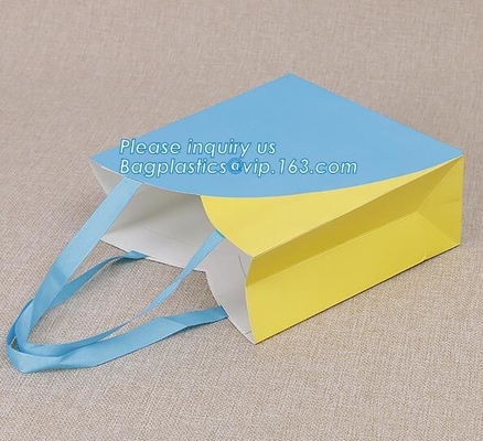 Bolsa de papel impresa simple personalizada de lujo de la aduana de la laminación brillante con la manija, prin de lujo del lema de la marca de Brown