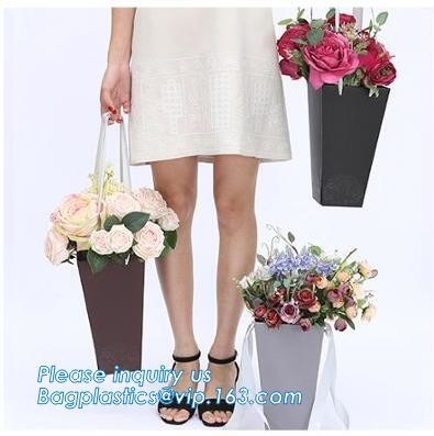 ¡Diseño libre!! ¡Muestra libre!!! bolso marrón barato de la manija del bolso de la flor de papel de la bolsa de la flor, flor del portador de papel que empaqueta b