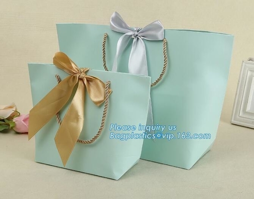 bolsas de papel de empaquetado del pequeño regalo rosado de la Navidad con la manija torcida cinta del algodón, bolso de compras material de papel de Brown con