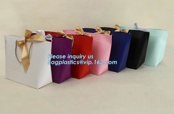 bolsas de papel de empaquetado del pequeño regalo rosado de la Navidad con la manija torcida cinta del algodón, bolso de compras material de papel de Brown con