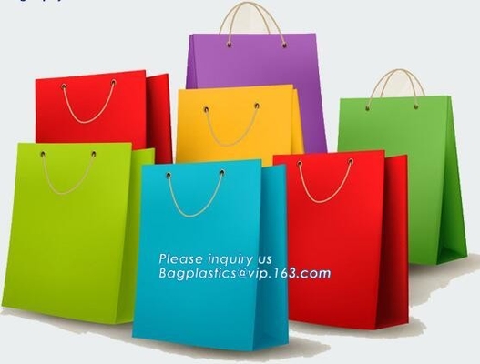 Bolsa de papel de empaquetado sofisticada del bolso de papel del regalo que hace compras con las manijas del empaquetado, bolsa de lujo del papel de la ropa para embalar